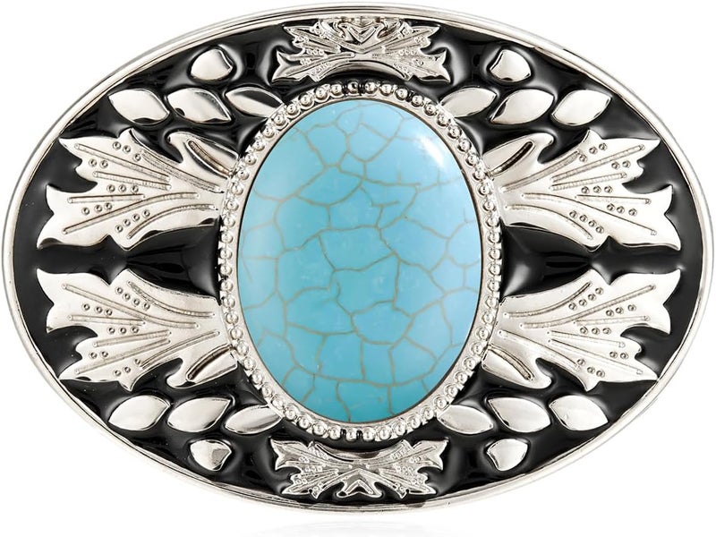 YOQUCOL Vintage American Western Cowboy Turquoise,Stone Belt Buckle for Men - Image 1